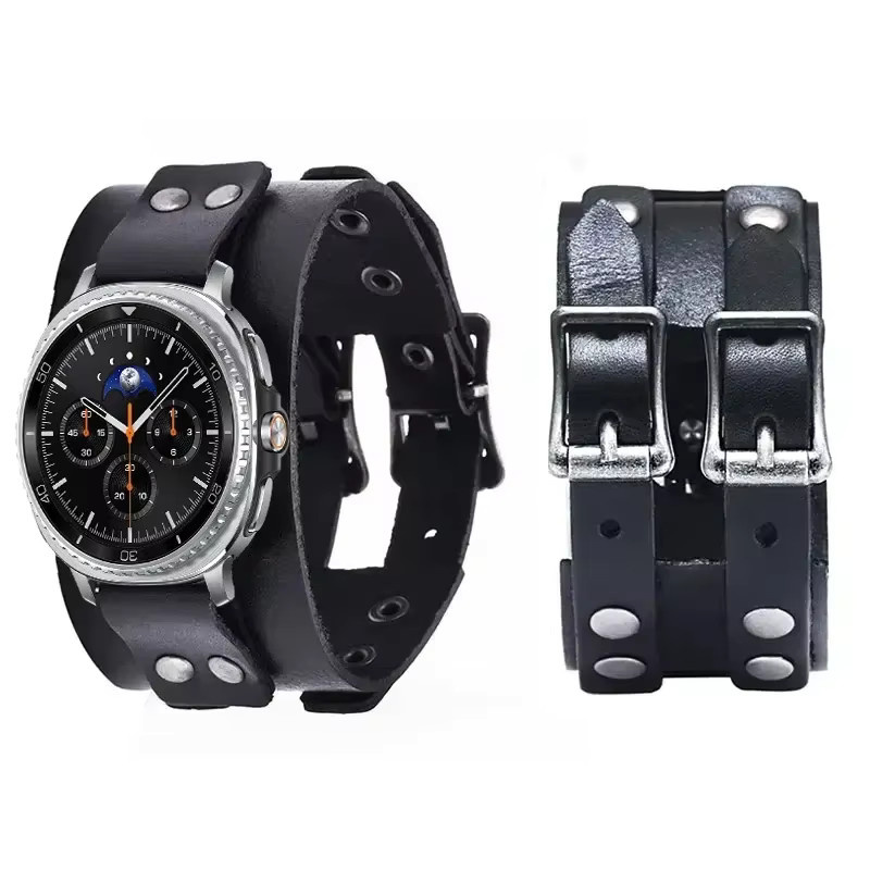 Hiyii Uhrenarmband Leder, zweireihig, Schwarz, Unisex - Bild 2