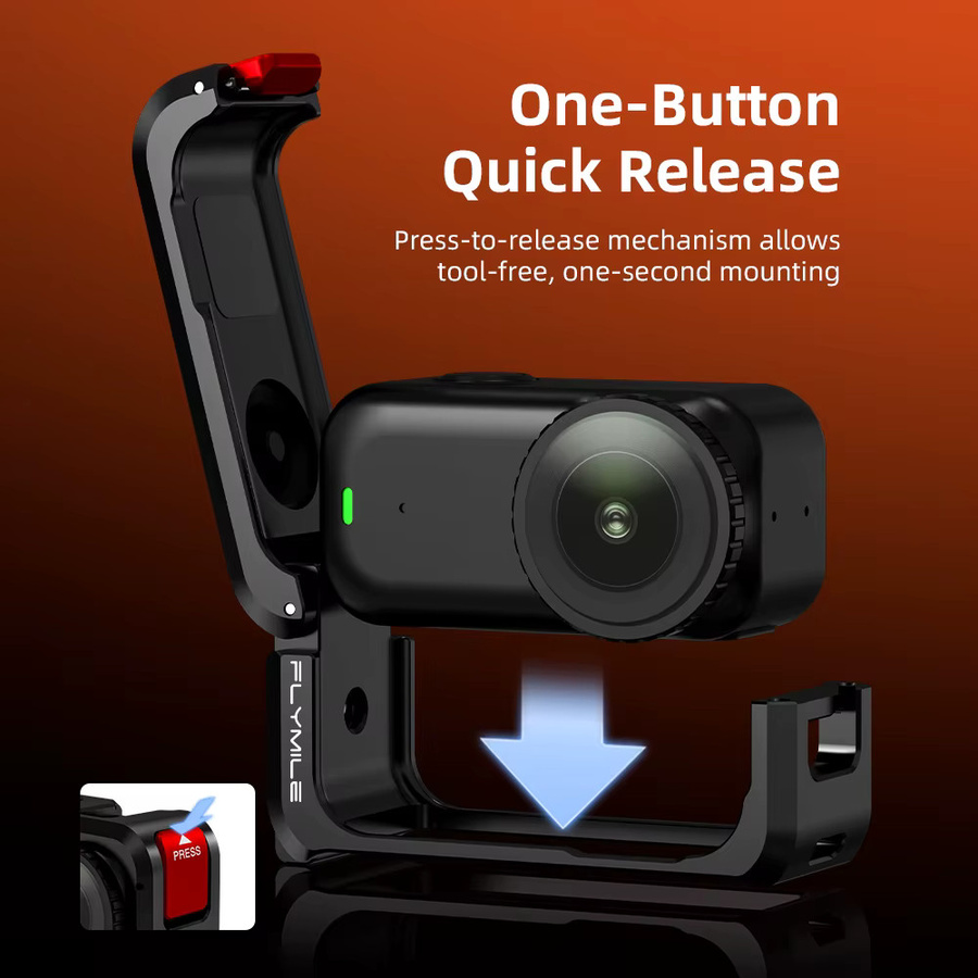 Flymile Metall-Schutzkäfig für DJI Osmo Nano mit Cold-Shoe-Objektivabdeckung und Erweiterungshalterungen, Schwarz - Bild 2
