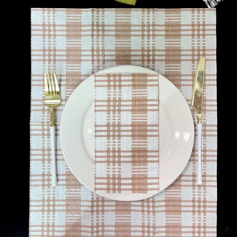 GUANYAO Servietten mit Kaffee-Plaid-Print und Schmetterlings-Motiv, 20 Stück, Bunt, B/B: 33 x 40 cm - Bild 3