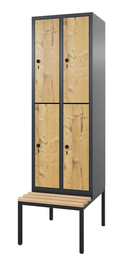 BIGBOXX HPL-Doppelstockspind mit untergebauter Sitzbank Comfort in Braun - Bild 1