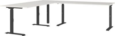 Eckschreibtisch Agenda mechanisch höhenverstellbar Lichtgrau/Schwarz B: 240 cm, T: 220 cm, H: 68-91 cm