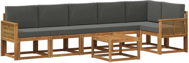 vidaXL Outdoor-Sofagarnitur 7-teilig aus Akazienholz und Polyester in Anthrazit und Braun - Bild 1