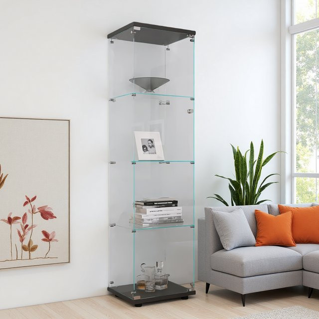 Comanlai Glasvitrine mit einer Tür in Weiß als moderner Ausstellungstisch und Aufbewahrungsregal für Sammlerstücke - Bild 1