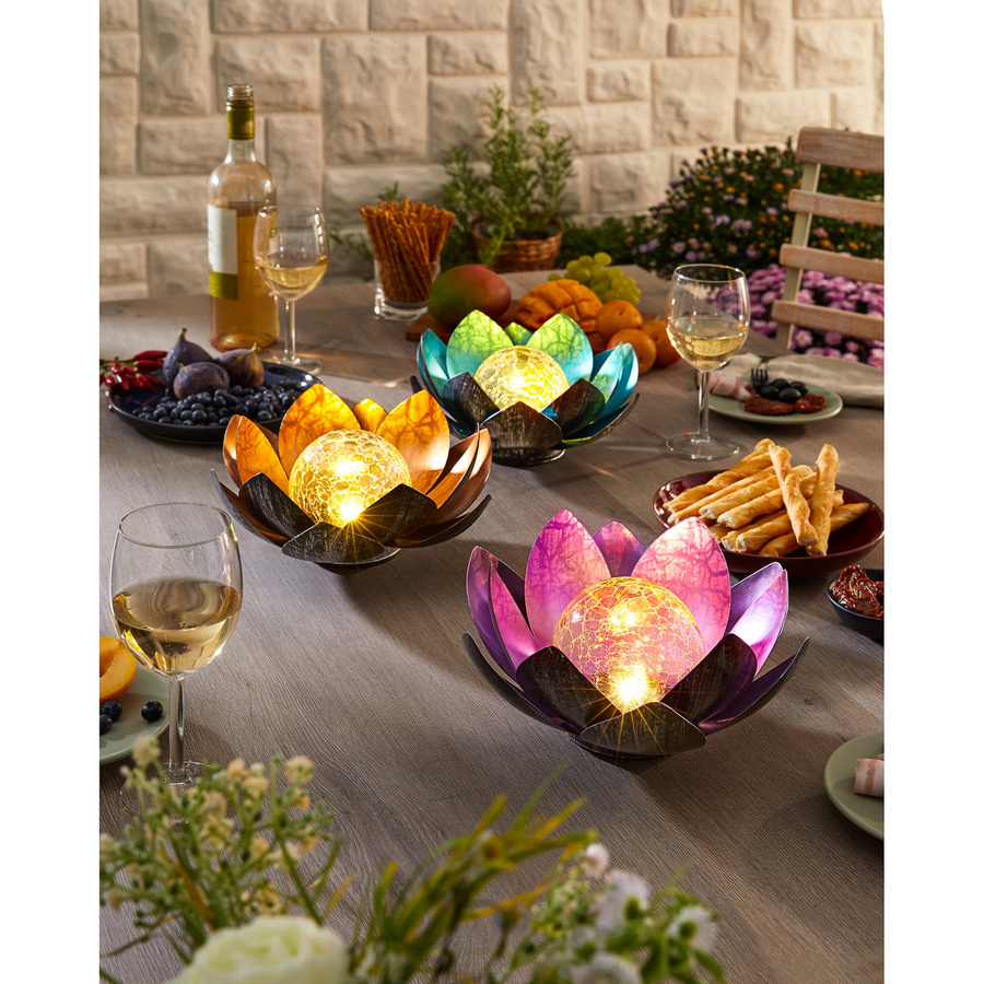 Solar-Lotusblume von viva domo aus Metall in Türkis und Multicolour - Bild 2