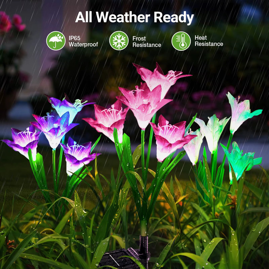 DBF Solar-LED-Lilien-Außenleuchten mit 7-farbigem Lichtwechsel für die Gartendekoration - Bild 4