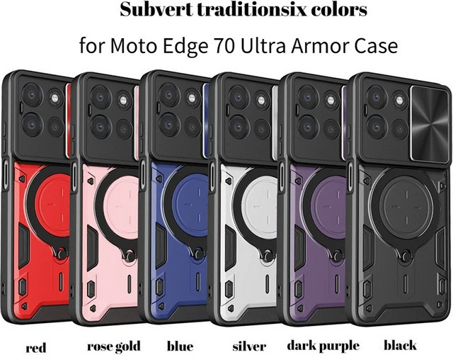 Robuste Armor Slide Lens Schutzhülle für Motorola Moto Signature Edge 70 Fusion Ultra 60 50 Neo Pro G57 G67 Power G86 G56 G15 in Silber - Bild 1