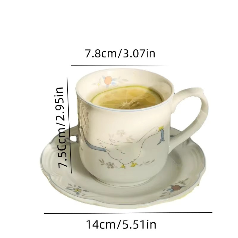 JUSTINLAU Keramikbecher mit Untertasse Set in Weiß im Retro-Design für Kaffee und Tee - Bild 5