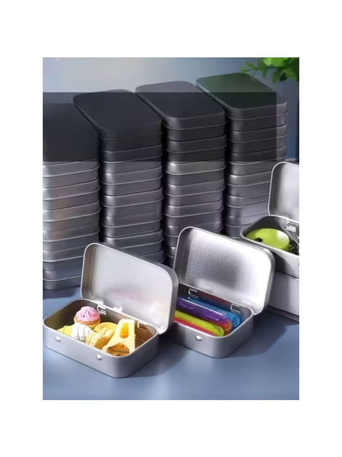 PGY Aluminium-Aufbewahrungsboxen mit Deckel aus Metall in Silber, Set aus 6 bis 12 rechteckigen Metallbehältern zur Organisation kleiner Gegenstände - Bild 5