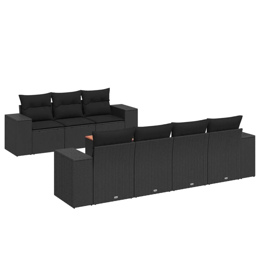 vidaXL 8-tlg. Garten-Sofagarnitur aus Polyrattan in Schwarz mit Kissen und Stauraum - Bild 2