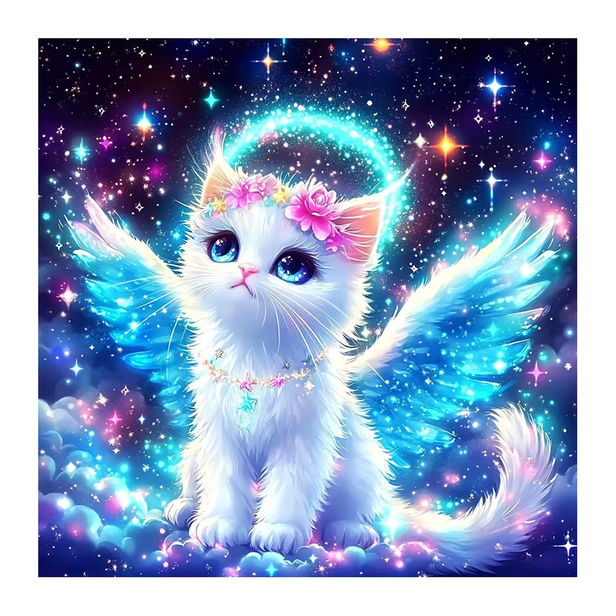 EverShine Diamantmalerei Katze DIY Mosaik Set mit Flügeln, Rund, Mehrfarbig - Bild 4