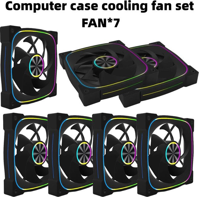 7er-Pack AuyiHomu ARGB Computer-Gehäuselüfter-Set mit Regenbogen-LED in Weiß, 120mm leise PC-Lüfter für Gaming-Desktop-Computer - Bild 1