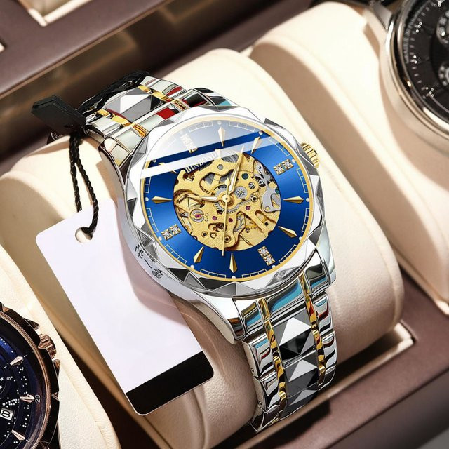 BINBOND Armbanduhr, Automatik, Edelstahl, Blau, Herren - Bild 1
