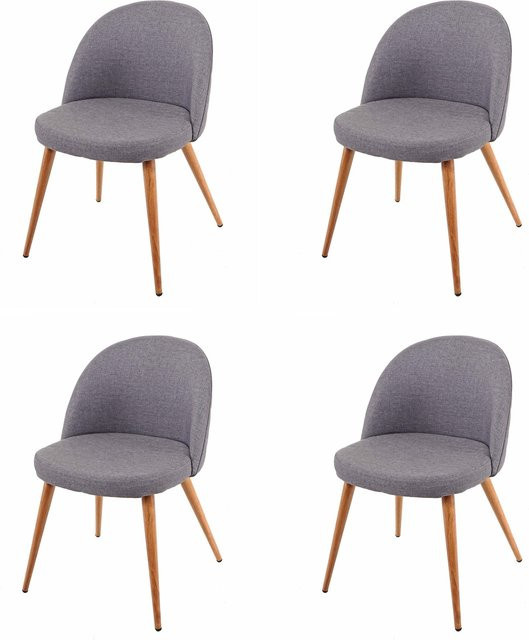 4er-Set MCW Esszimmerstühle D53 im Retro 50er Jahre Design mit Rautenoptik aus Stoff in Dunkelgrau - Bild 1