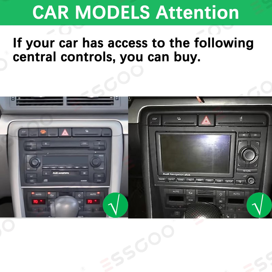 ESSGOO 9 Zoll Android 15 Autoradio für Audi A4 S4 RS4 8E 8F B7 und Seat Exeo mit Bluetooth, GPS, WLAN, Carplay und Android Auto in Schwarz - Bild 2