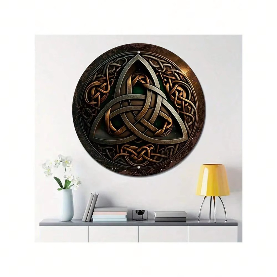 CIFBUY Antikes keltisches Triquetra-Wandschild aus Metall, rund, braun, Durchmesser: 20,3 cm - Bild 2