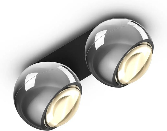 Occhio io giro doppio VOLT LED-Deckenstrahler mit Chrom-Kopf und schwarzer Aufbaudose, warmweißes Licht (3000K) - Bild 1
