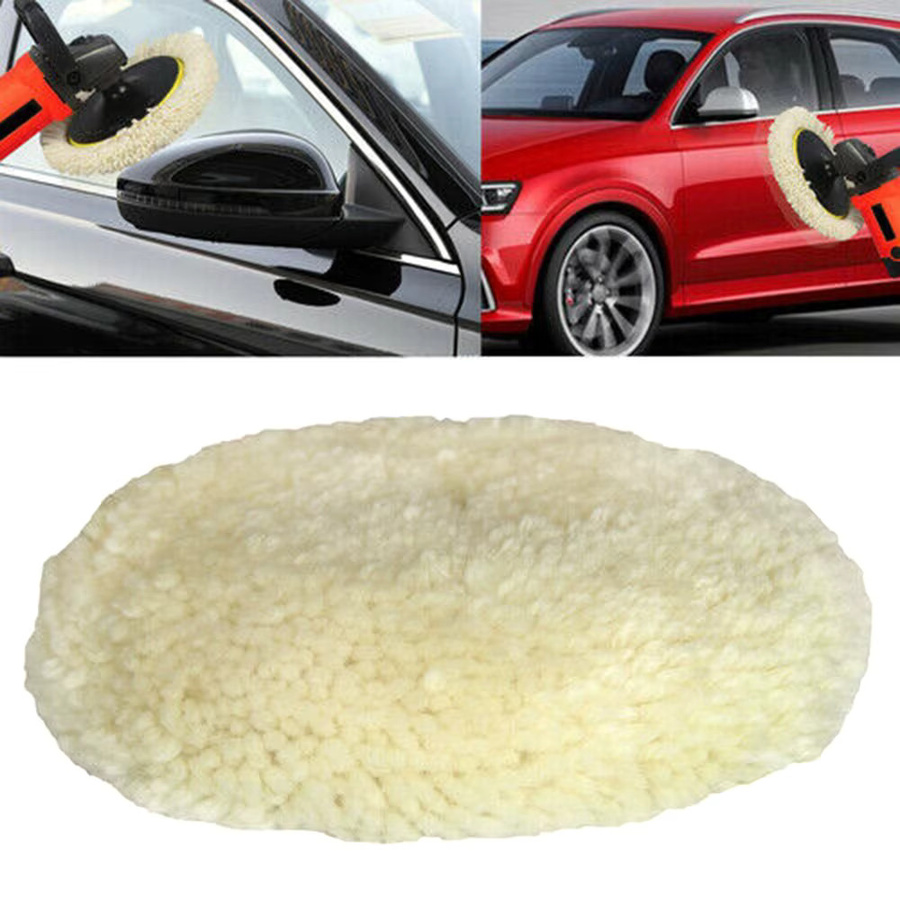 2-teiliges Polierpad-Set aus Naturwolle in Beige für die Auto-Detaillierung und Karosserie-Reparatur, Durchmesser: 7,6 bis 7 Zoll - Bild 2