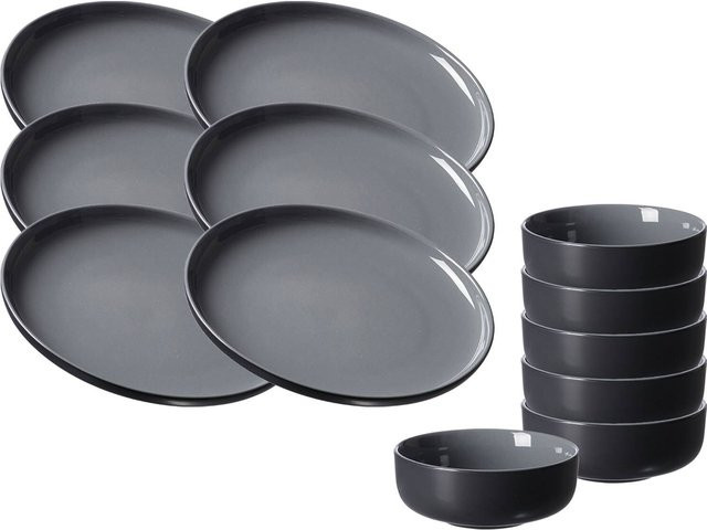 Ritzenhoff & Breker Frühstücksset Jasper 12er Set aus Keramik in Grau - Bild 1