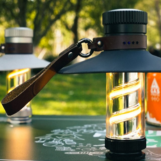 Feimefeiyou LED Camping Licht Schwarz USB wiederaufladbare tragbare Taschenlampe mit stufenloser Dimmung und IP4x Wasserdichtigkeit für Garten und Notbeleuchtung - Bild 1