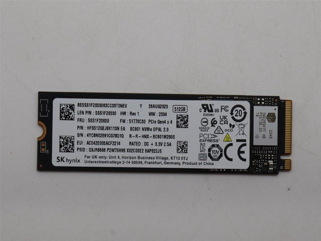 Lenovo SSD 512 GB NVMe M.2 in Schwarz (5SS1F20630) - Bild 1