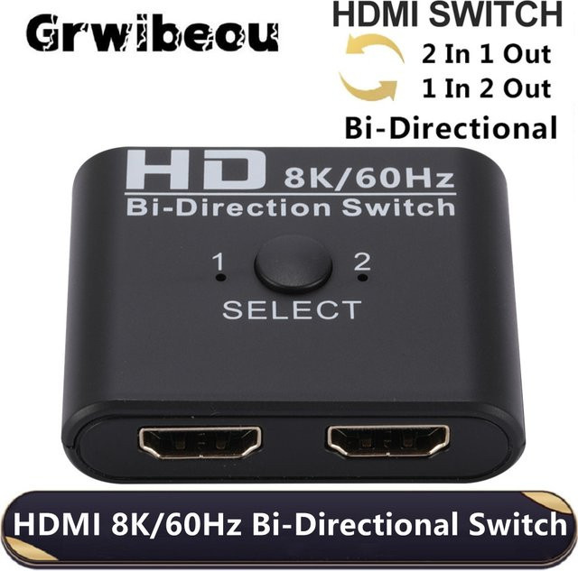GRWIBEOU HDMI Switch Splitter Bidirektional 8K 60Hz 4K120Hz Schwarz - Bild 1