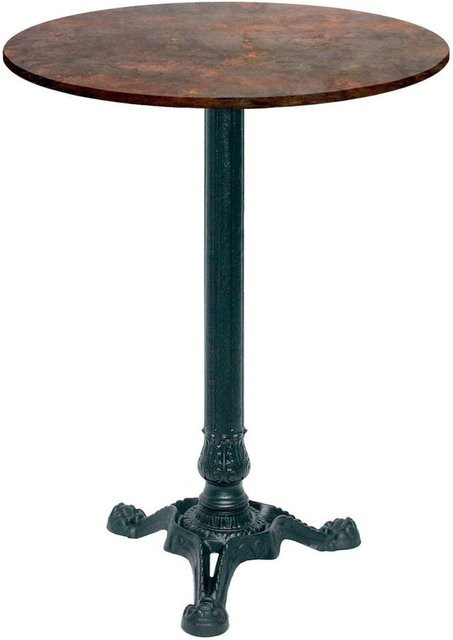 RestooTab Bistrotisch rund im Industrial Design mit Stein- und Holzdekor, Gestell schwarz, Durchmesser: 60 cm, Höhe: 113 cm - Bild 1