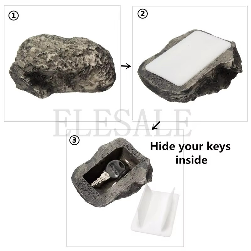 ELESABOX Schlüssel Safe in Stein Optik für den Garten in Grau, B/T/H: 16,1 x 10,1 x 6,9 cm - Bild 2