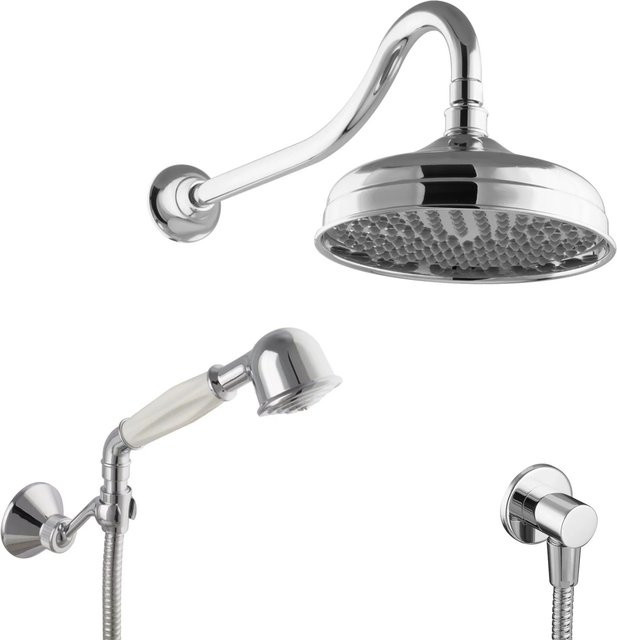 PaulGurkes Duschsystem Nostalgie in Chrom mit Regendusche und Handbrause Set - Bild 1