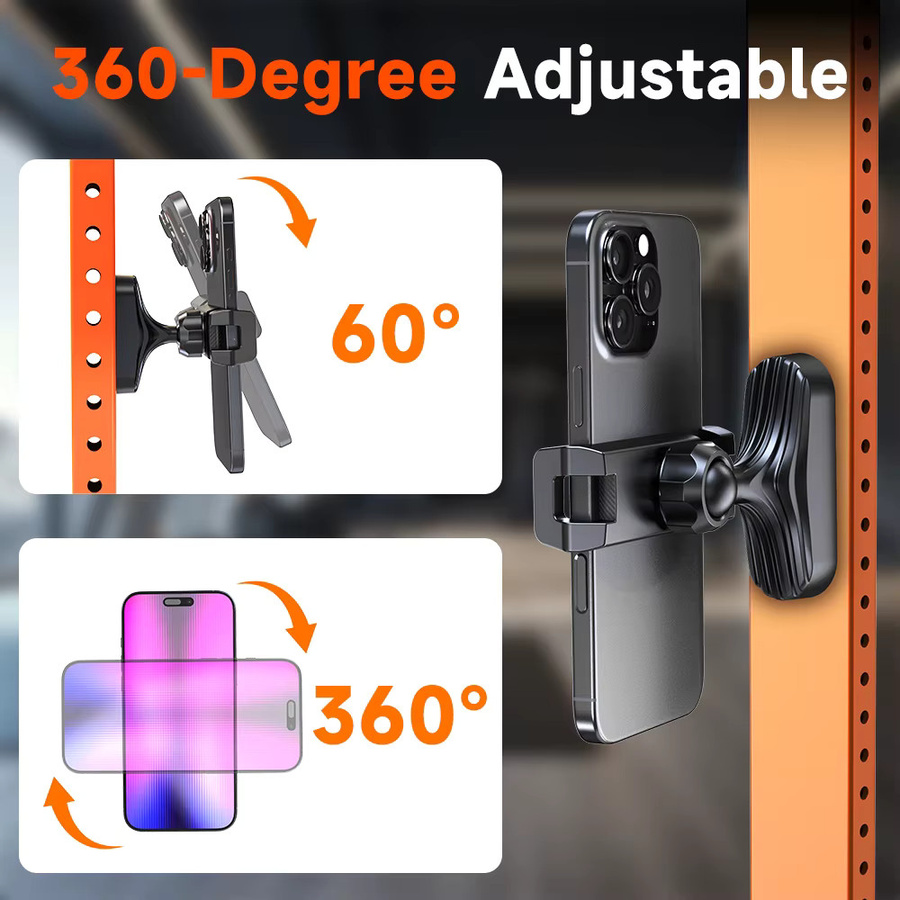 LRBH Magnetischer Handyhalter in Schwarz, 360 Grad verstellbar und einziehbar, universeller Smartphone-Halter für Fitnessstudio, Gabelstapler und Küche - Bild 5