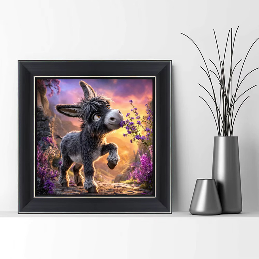 EverShine DIY Diamantmalerei Esel Mosaik mit 5D Vollbohrern als Cartoon Tier Dekoration in Mehrfarbig, B/H: 20 x 20 cm - Bild 3