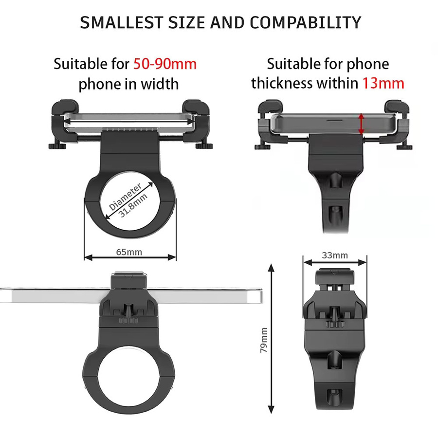 UPPEL Fahrrad-Telefonhalter für MTB und Fahrrad, 360 Grad drehbar, Handy-Halterung in Schwarz, Halterung für 31,8 mm - Bild 5