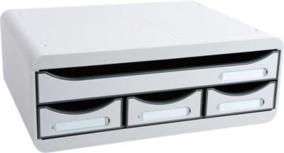 Exacompta TOOLBOX Ablagemodul A4+ in Lichtgrau mit 4 Schubladen, stapelbar, Tiefe: 27 cm, Höhe: 13,5 cm - Bild 1
