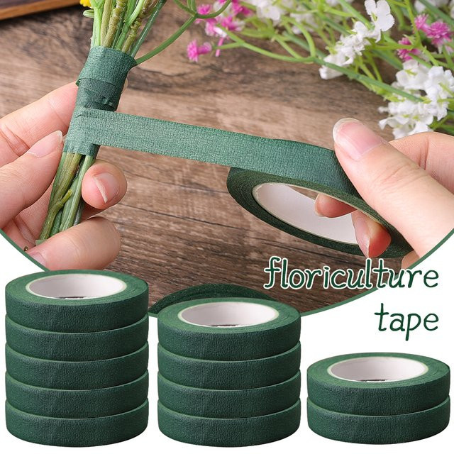 Grünes Floristenband aus Papier für Blumensträuße und DIY-Dekoration, 20 m Rolle, Breite: 0,7 cm - Bild 1