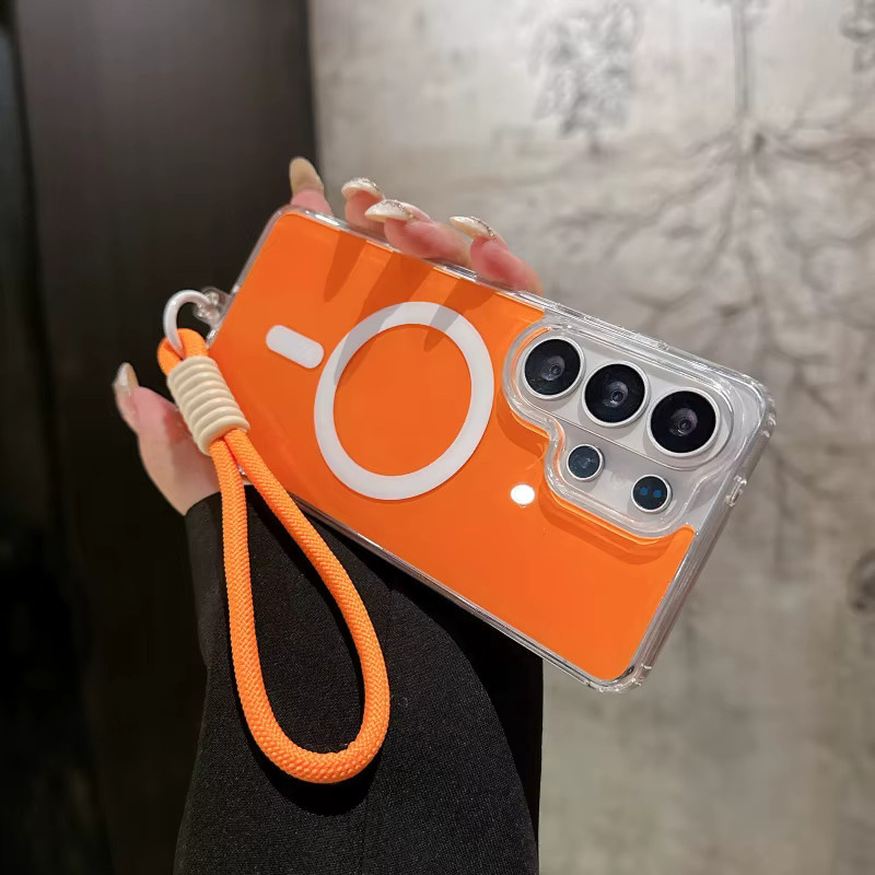 Stoßfeste magnetische Handyhülle für Samsung Galaxy S23 S24 S25 S26 Plus Ultra mit Handschlaufe in Blau - Bild 2