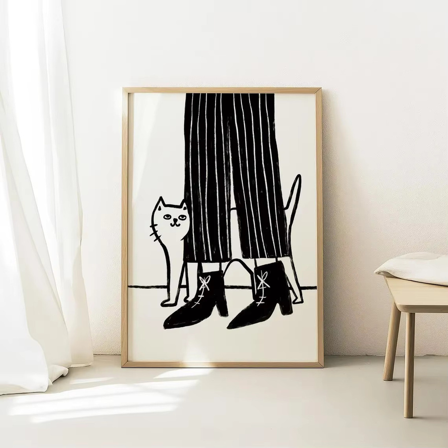 Moderne Wanddekoration von SHENCHEN mit Katzen- und Streifenmuster in Schwarz, rechteckig - Bild 3