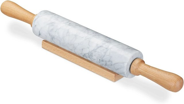 Relaxdays Nudelholz aus Marmor in Weiß, Durchmesser: 6 cm, Länge: 48 cm - Bild 1