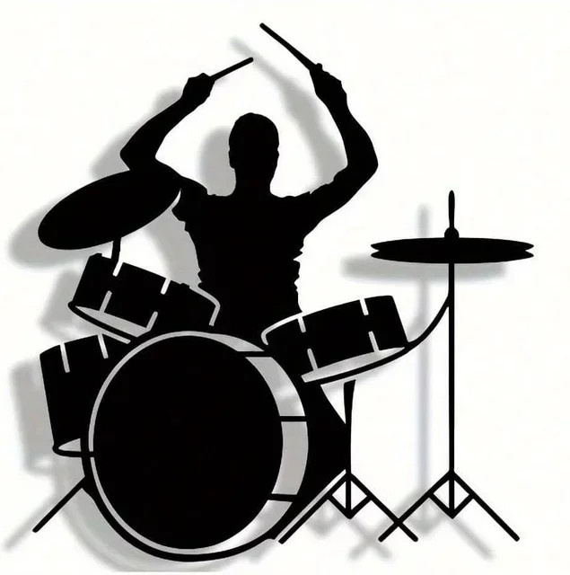 CIFBUY Schlagzeuger Silhouette Metall Wandskulptur in Schwarz, abstrakte Wanddekoration für Musikliebhaber - Bild 1