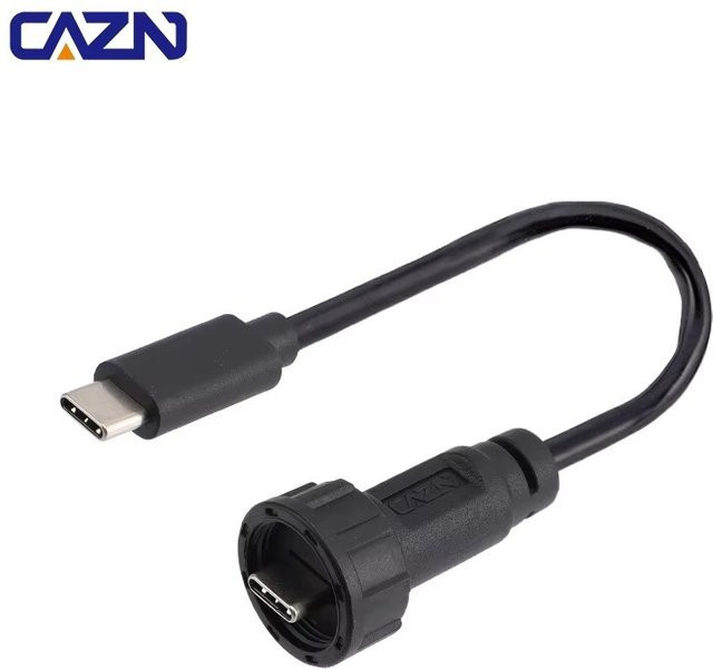 CAZN Wasserdichtes USB-C-Kabel in Schwarz mit Bajonett-Verschluss - Bild 1
