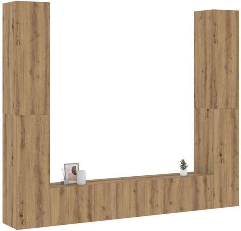 Vidaxl Set aus 6 TV-Wandschränken Artisan-Eiche in Braun und Eiche Natur aus Holzwerkstoff mit Drehtüren im modernen Design - Bild 1