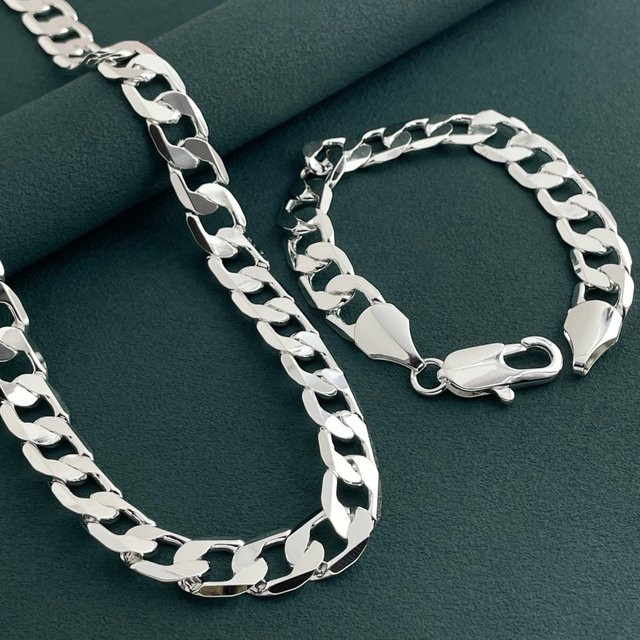 Wing of dream Schmuckset, 925 Silber, Seitenkettenarmband, Halskette, Herren - Bild 1