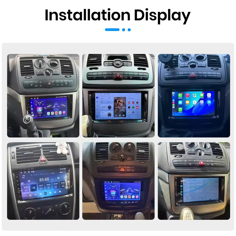 Junsun Android Auto Multimedia Autoradio mit Wireless CarPlay, GPS und Lenkradfernbedienung für Mercedes Benz W169 W245 B200 W906 Sprinter W639 Vito, Schwarz, 2 Din - Bild 2