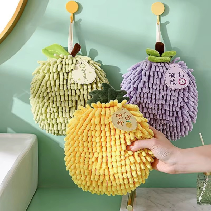 JUSTFULL Chenille-Handtücher aus Mikrofaser in Gelb und Multicolour, schnell trocknend und saugfähig mit Aufhängeschlaufen für Küche und Badezimmer - Bild 2