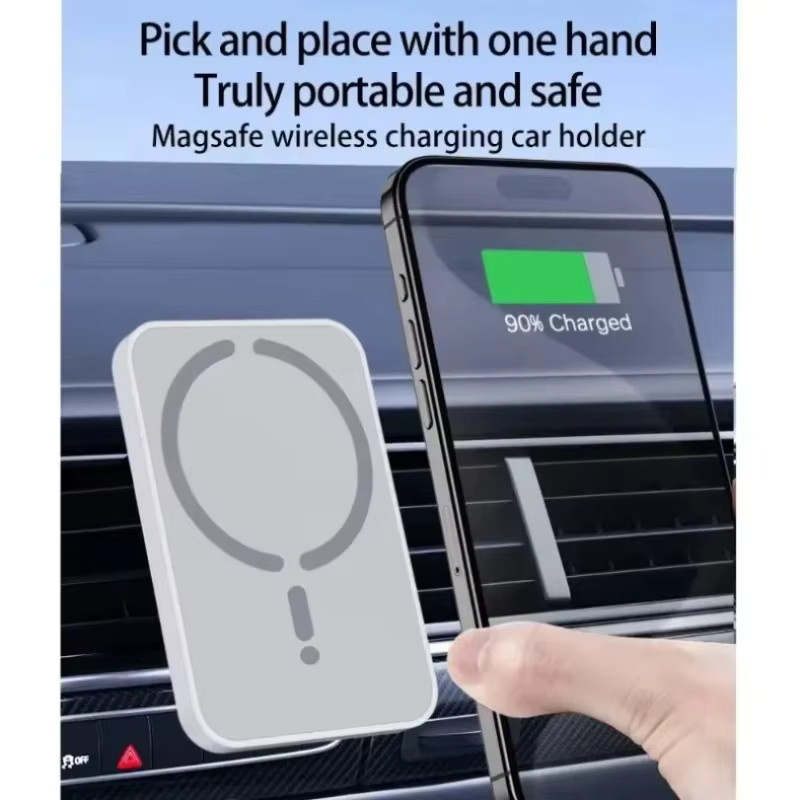 VIKEFON Magnetische kabellose Auto-Ladegerät Handyhalterung für Lüftungsschlitze mit MagSafe Kompatibilität, Schwarz - Bild 4