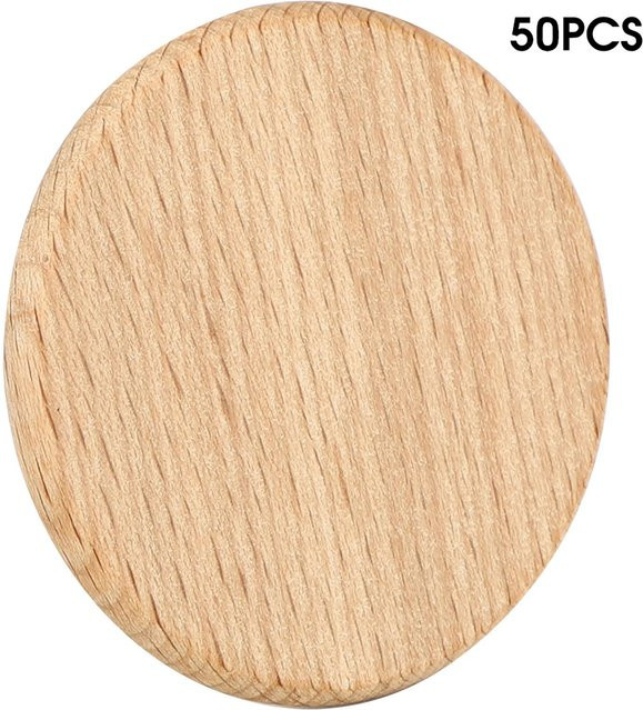 50 Stück Runde Holzrohlinge aus Buche von KaiSai, Beige, Durchmesser: 6 cm - Bild 1