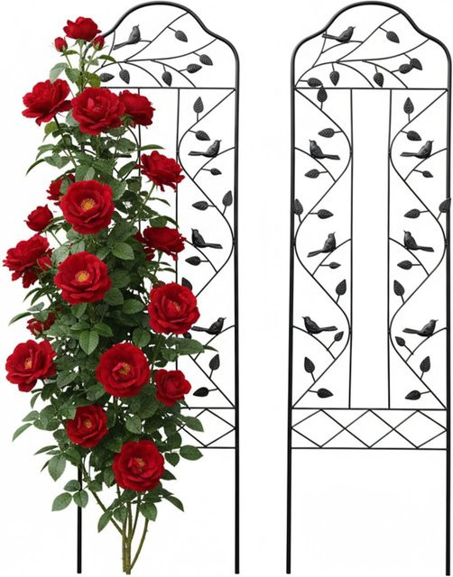Relaxdays Rankgitter aus Stahl in Schwarz, 2er Set, wetterfest für Garten und Topfpflanzen, Höhe: 115 cm, Breite: 32 cm, Tiefe: 0,5 cm - Bild 1