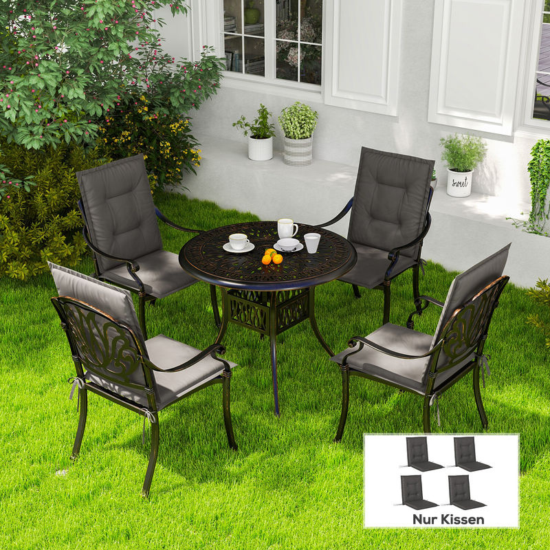 Outsunny Sitzkissen 4er Set grau aus Polyester mit Schaumstoff, wasserabweisend und UV-beständig, B/H/L: 50 x 5 x 108 cm - Bild 2