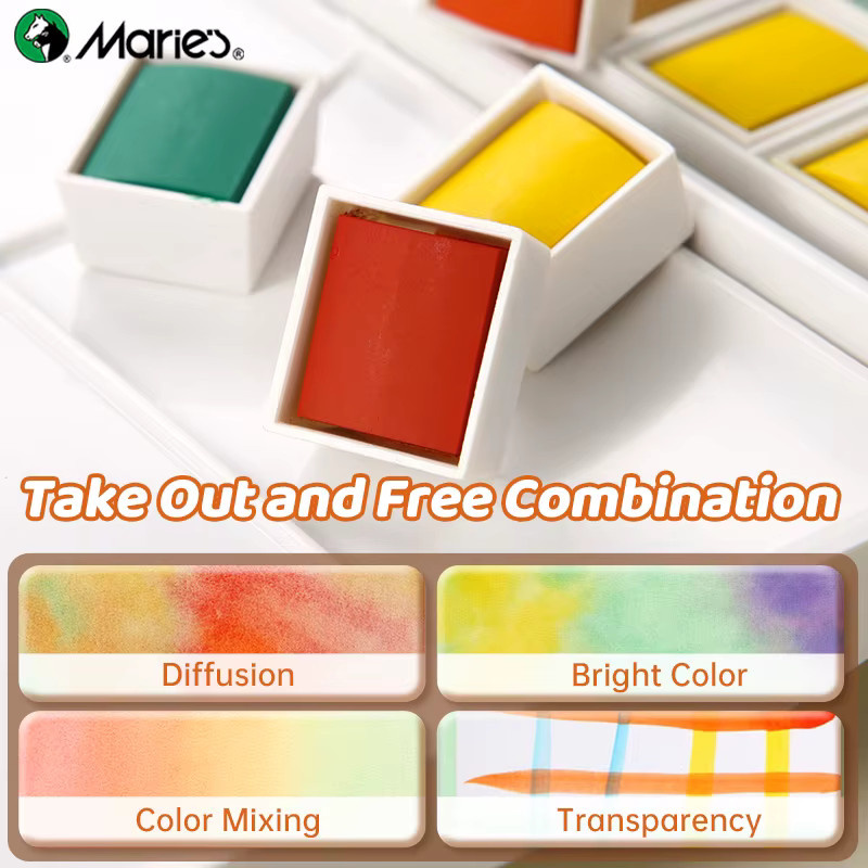 Marie's Aquarellfarben-Set mit nachfüllbaren Wasserstiften, Porzellanteller, Schwamm und Aquarellpapier in Multicolor - Bild 3