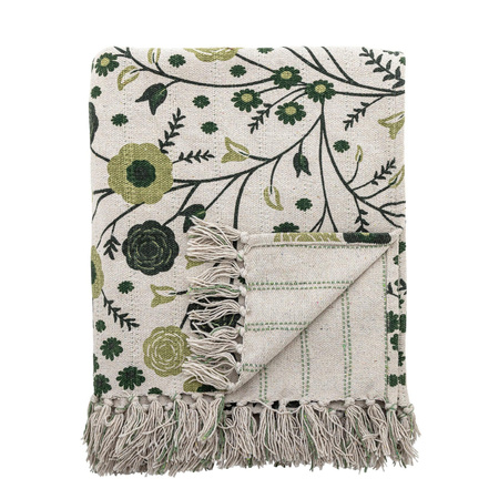 Bloomingville Plaid Eydis aus recycelter Baumwolle mit floralem Muster in Multicolour, B/T: 130 x 160 cm