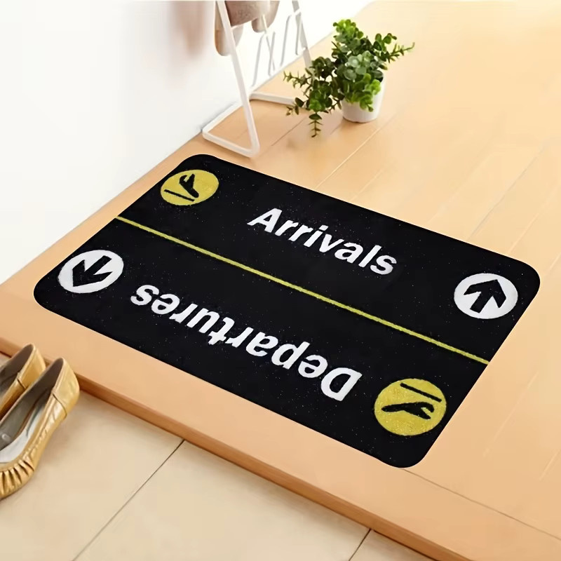 VIKAMA Minimalistischer Teppich mit Flugzeug- und Parkschild-Motiv in Schwarz, B/T: 60 x 40 cm - Bild 6