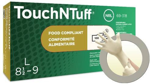 Ansell TouchNTuff 69318070 Einweghandschuhe aus Naturlatex in Weiß, 100 Stück, Größe S (6.5, 7) - Bild 1
